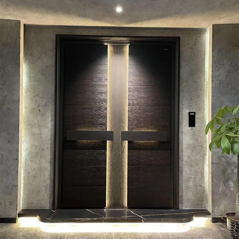 Aluminum Honeycomb Panel Entrance Door with LED Lighting