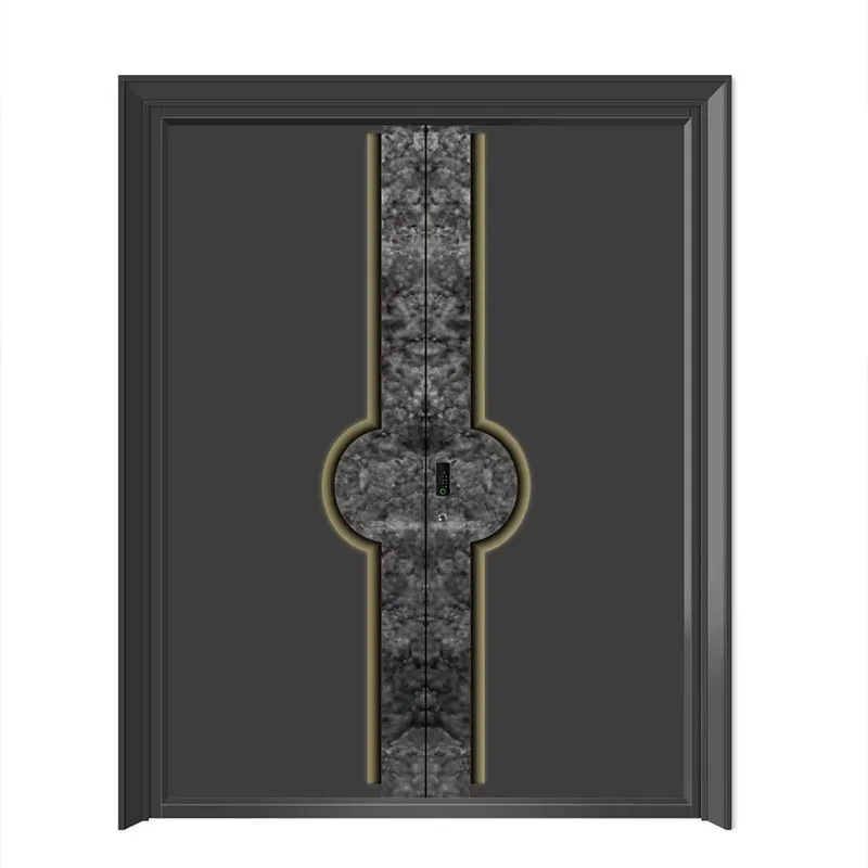 Double-Open Precision Carved Pivot Door