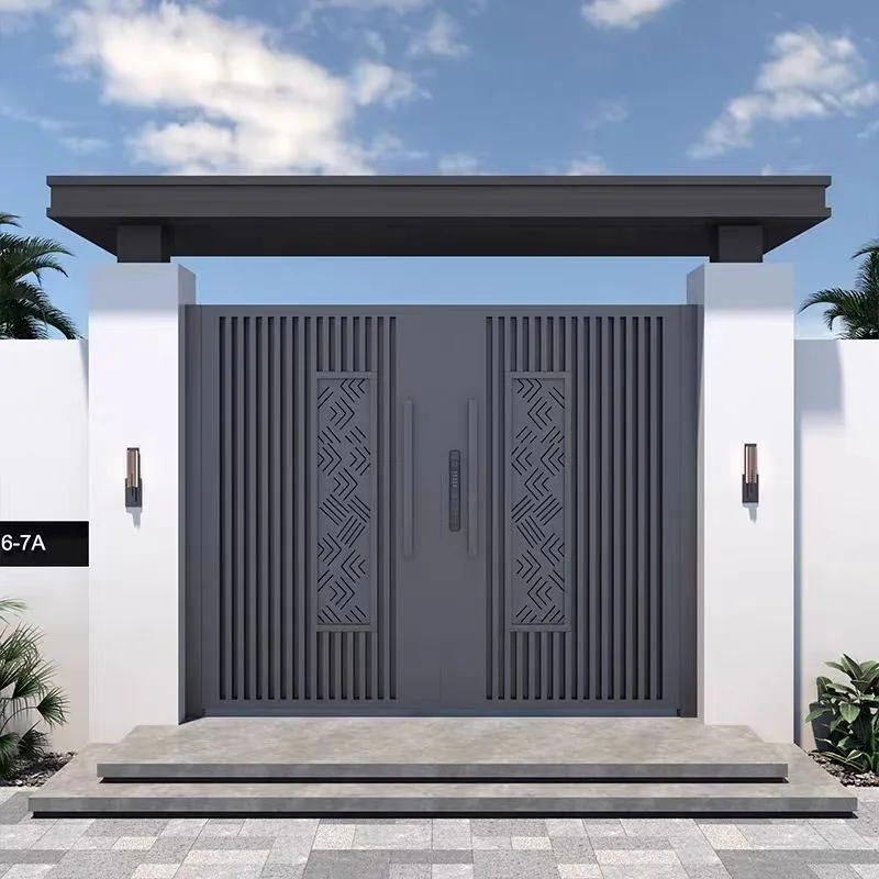 Thermal Break Cast Aluminum Double Swing Courtyard Gate